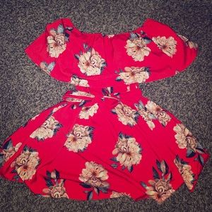 Floral Print Ruffle Off The Shoulder Short Dress